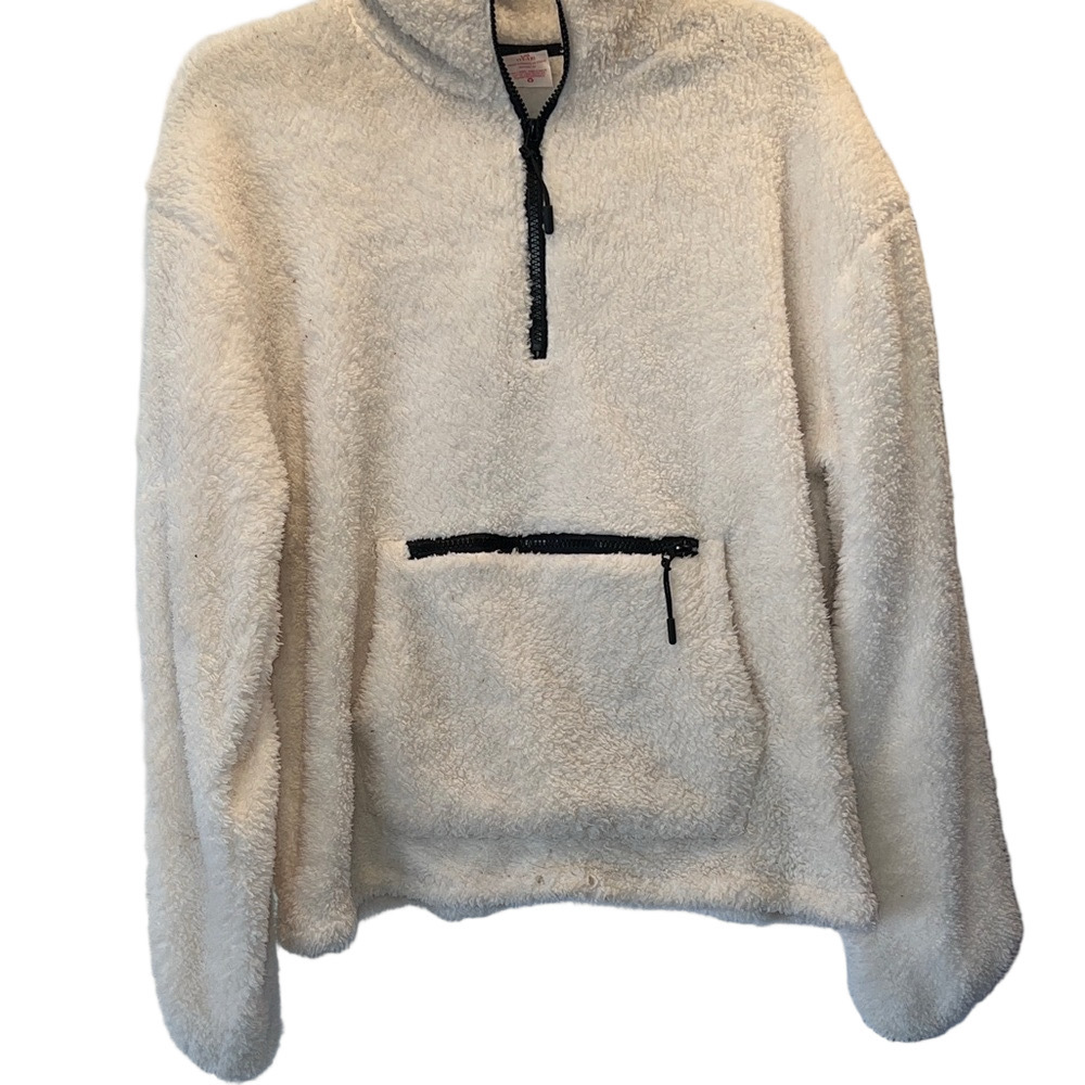 No Boundaries White Fleece Quarter-Zip, Size L, Junior (11-13)
